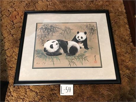 Original Watercolor Karl J Feng Resting Bears