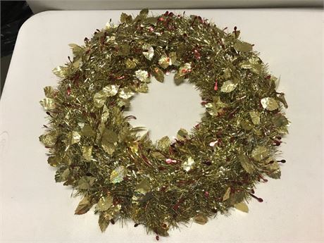 Yellow & Red Tinsel Wreath