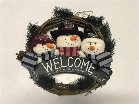 Welcome Snowman Wreath