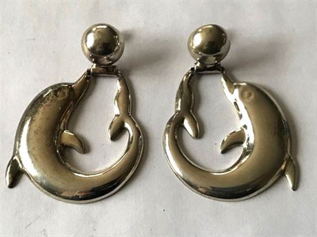 Stamped Mexico 925 Dolphin Earrings