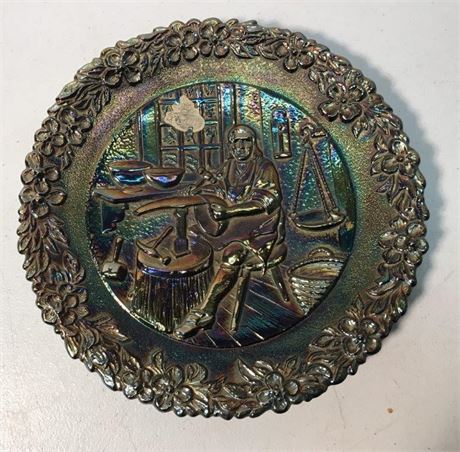Stickered & Stamped Fenton Carnival Glass Plate