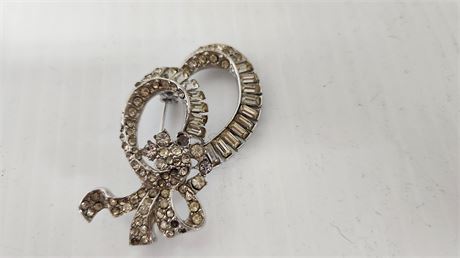 Vintage Rhinestone Brooch. Missing Stones
