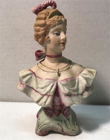 1953 Bisque Victorian French Lady Bust Halsey Import Co.