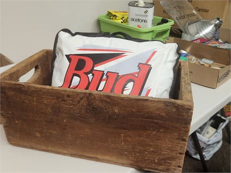 Wooden Crate and Seat Cushion