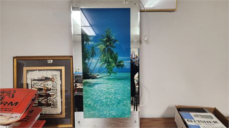 Light & Sound Large Beach Scene Picture. Tested And Works Great