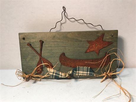 Wooden Canoe Themed Coat Rack