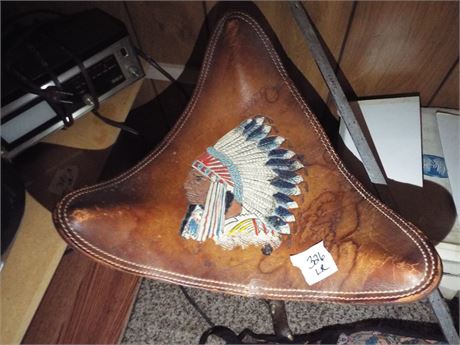 Vintage Leather Indian Head Stool