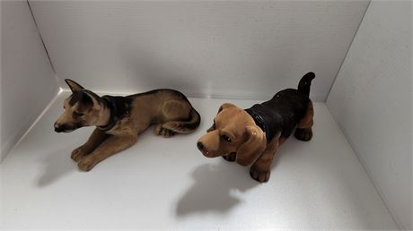 2 Bobble Head Chalkware Dogs