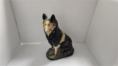 Vintage Chalkware Collie Statue