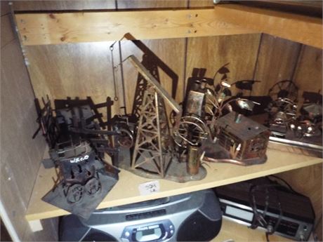 Vintage Tin Music Boxes, Oil Rig, Mill, Carousel, Wagon