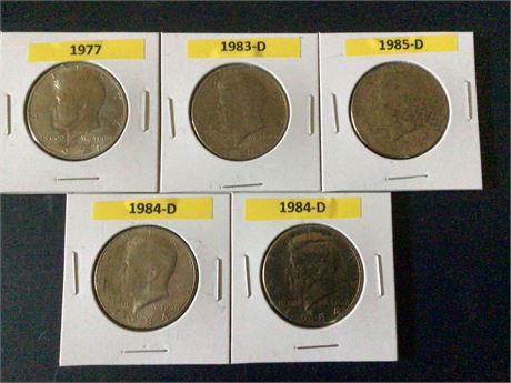1985-D, Two-1984-D, 1983-D, 1977, Kennedy 1/2 Dollars