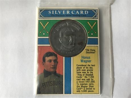 Stamped .999 Pure Silver Honus Wagner Silver Card & Coin