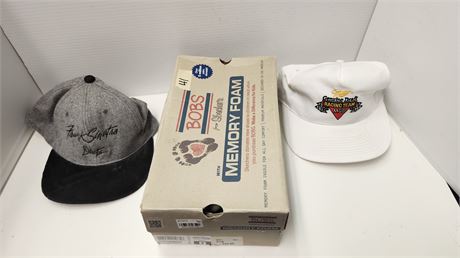 Memory Foam Shoes & 2 Baseball Hats