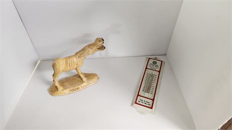 Vintage Statue & Thermometer