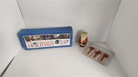 Vintage Glass Ornaments & Nesting Dolls & Rubber Stamp Set