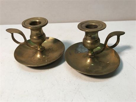 2 Brass Candlestick Holders