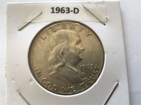 1963 - D Ben Franklin 1/2 Dollar Coin