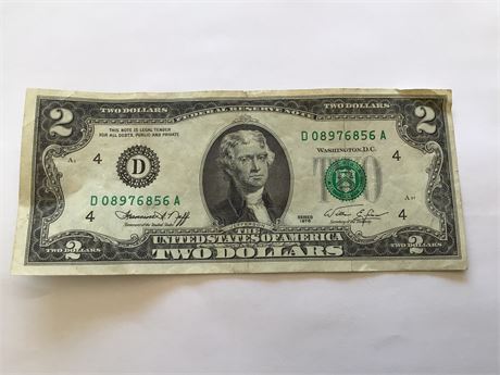 $2.00 Dollar Bill