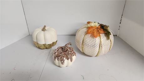 Lot Of 3 fall Pumpkin Decorations