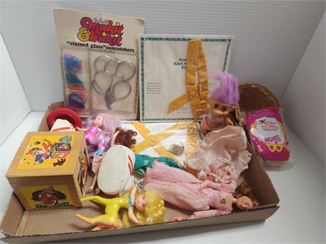 Sun catcher, Girl scout ribbons, Troll Doll