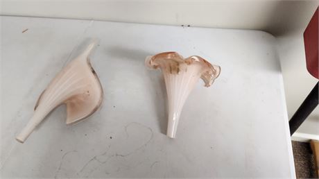 9 Vintage Murano Pink Calla Lilies Glass Bulbs For Chandelier.