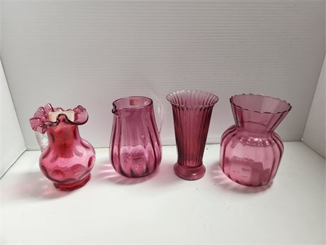 Lot of Cranberry Glass