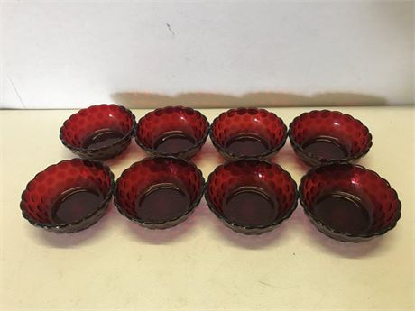 Anchor Hocking Ruby Red Bubble Berry Bowls