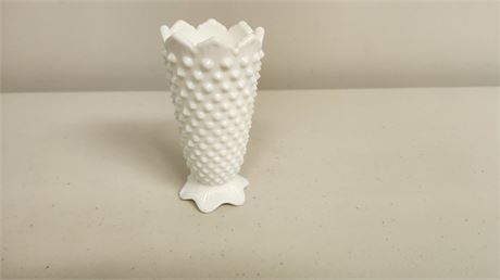 Fenton Hobnail Milk Glass Vase. 5 Inch tall
