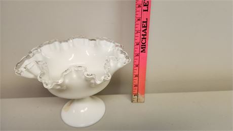 Unmarked Silver Crest Hobnail Milk Glass Bowl