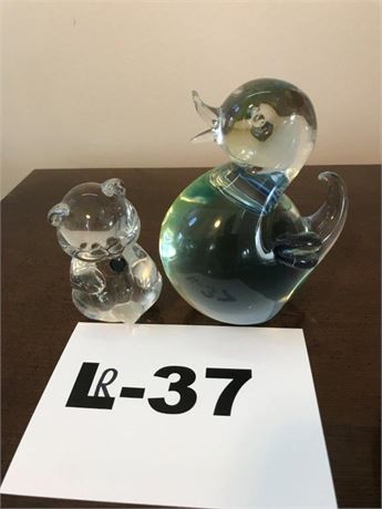 Fenton Bear & Glass Duck
