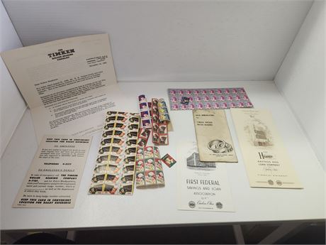 Lot of Christmas Stamps and Timken Paperwork