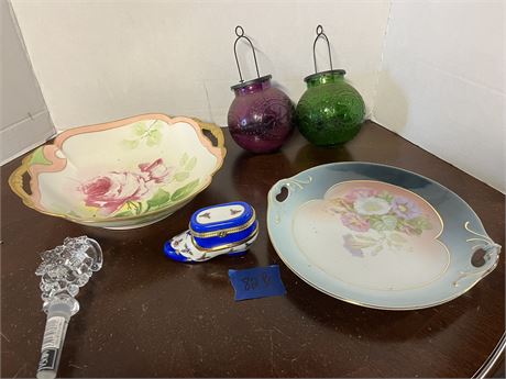 Collectible Serving Dishes, Wine Stopper Lot