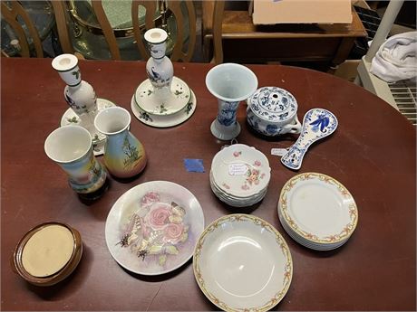 Dessert Plates Germany, OUD Delft Vase, Spoon, Vases