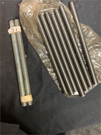 12 Inch Threaded Silver Colored Pipe Rod 9 Piece Lot Or Set
