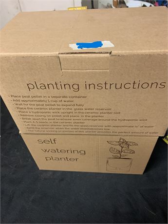 Self Watering Ceramic Peat Pellet Planters Set of 2 With Instructions On The Box
