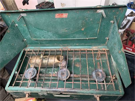 Vintage Coleman Camping Gas Cook Stove Three Burner