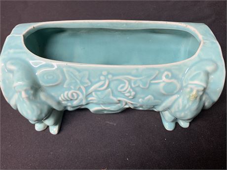 Vintage Tiffany Blue Turquoise McCoy Pottery Pattern Gnome Log Planter