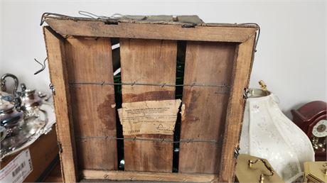Wood Crate & Vintage Green glass bottles