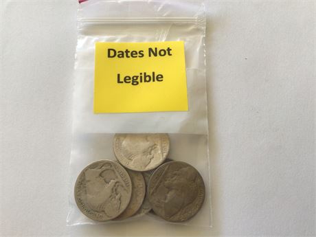 6 -  Buffalo Nickels - Date Not Legible
