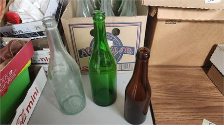 Box Of Vintage Glass Bottles