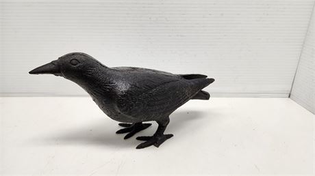 Cast Iron Crow. One Broken Toe. 11 Inches Long.