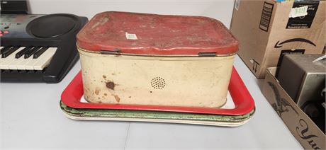 Metal Box and 4 metal trays