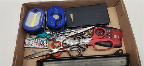 Lot of calculators and scissors