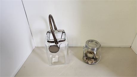 2 Glass candle Holders