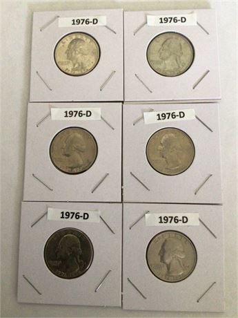 6- 1976-D Bicentennial Quarters