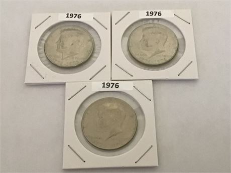 3- 1976 Kennedy 1/2 Dollar Coins