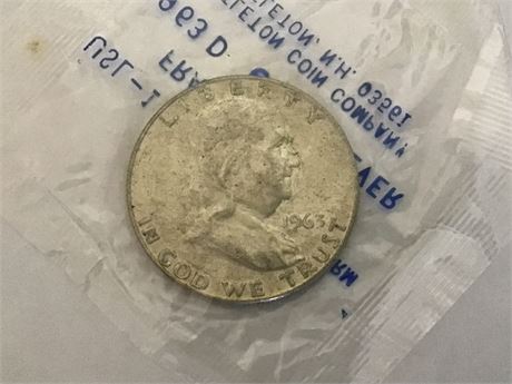 1963-D Ben Franklin 1/2 Dollar Coin