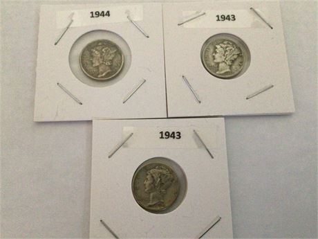 Mercury Dimes - 1943, 1944, 1943