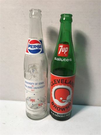 1977 Pepsi & 1974 7up Football Bottles