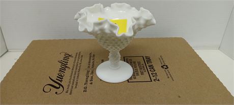 Hobnail milk glass Pedestal bowl